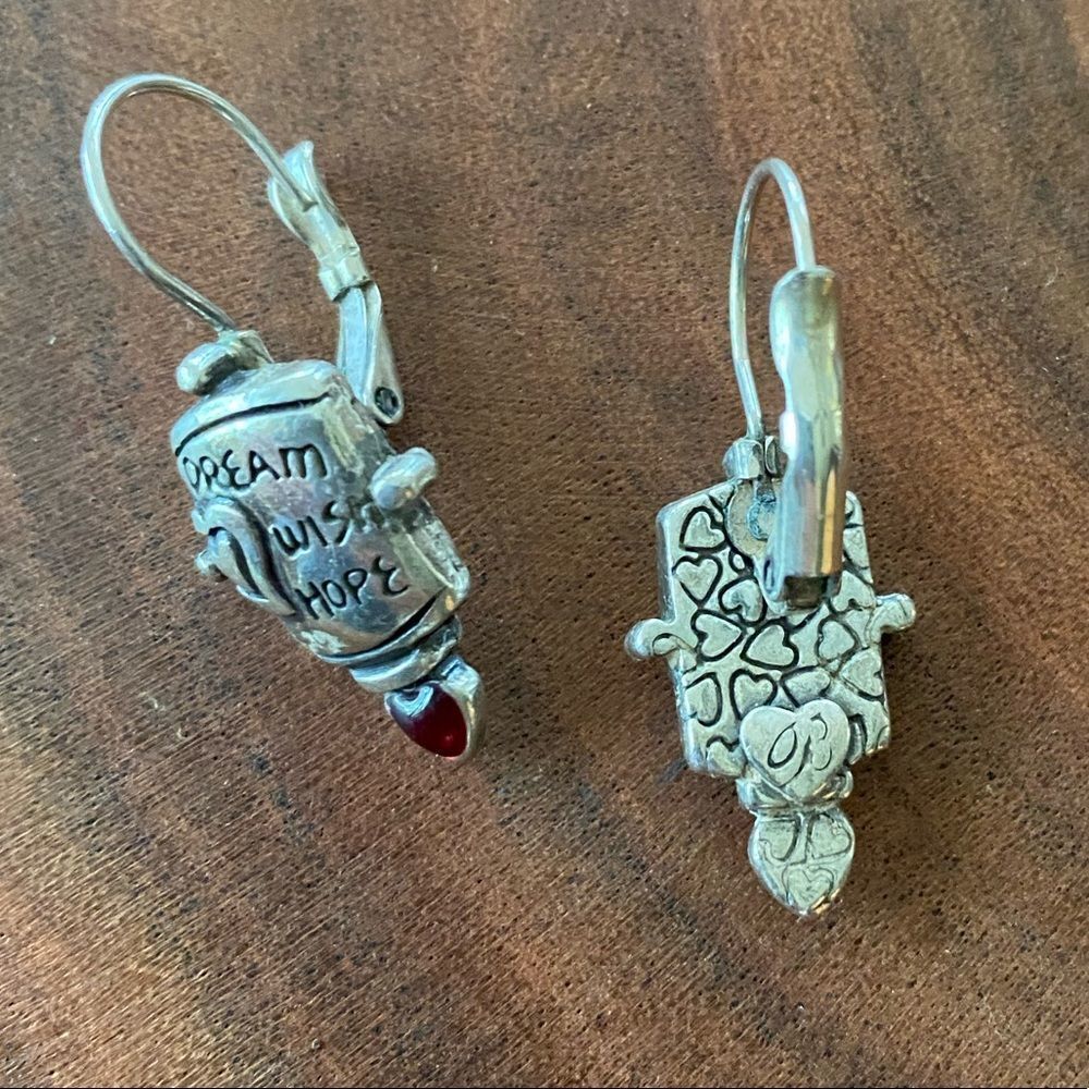 Brighton silver and red‎ heartbeat dream wish hope lever back earrings - Picture 4 of 5